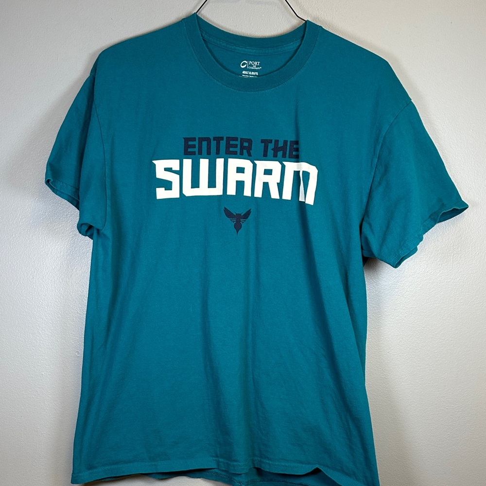 Port and Company Teal Hornets Graphic Tee Playoffs 16 Mens XL